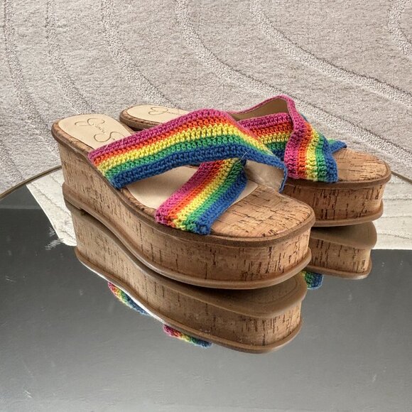 Jessica Simpson Multi Rainbow Ediza Crochet Platform - Picture 4 of 7